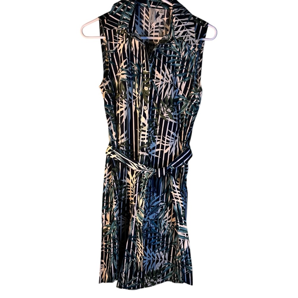 🌸 3/$25 Tacera Black and Green Sleeveless Tie Front Dress‎ Size Small